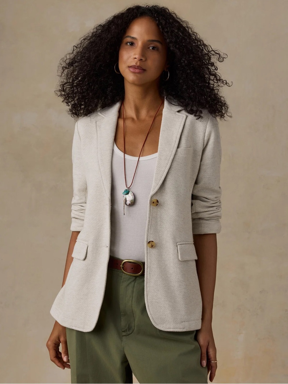 Faherty Inlet knit Blazer, size Large Oatmeal color